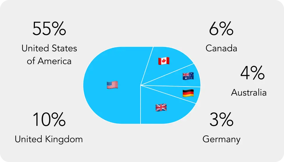Audience breakdown by country